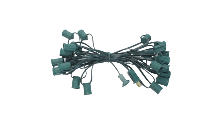 50' Green String C7 - LED Clear Bulb String Lights Kit | Rental