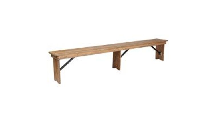 8' Rustic Pine Wood Folding Farm Bench | Rental