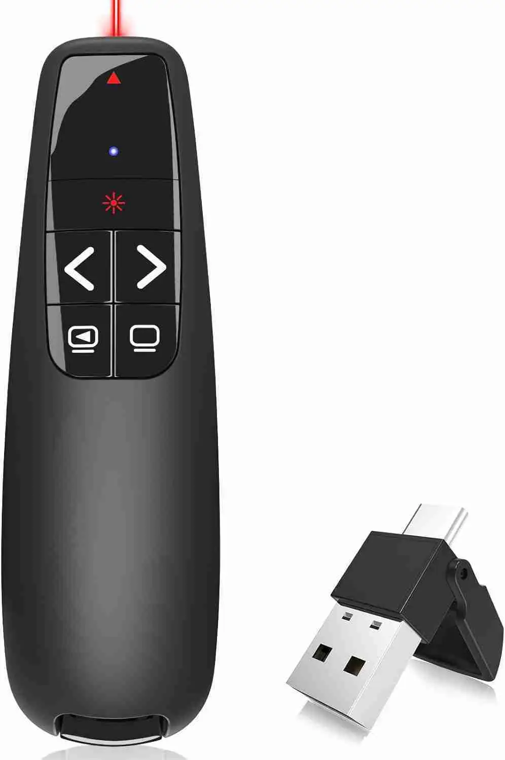 Wireless Presentation Clicker PowerPoint Presenter Remote : USB Type C Clicker with Red Laser Pointer Long Range PPT Control -Power Point Google Slide Advancer for Mac Laptop PC Computer Keynote : Office Products | Rental