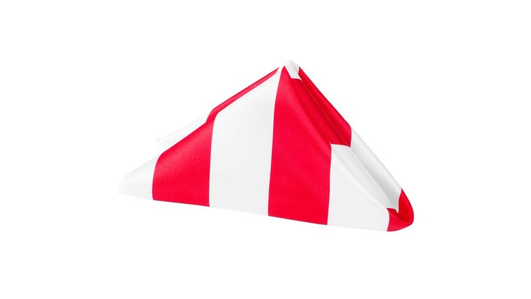 Satin | Stripe 20"x20" Satin Napkin - Red & White | Rental