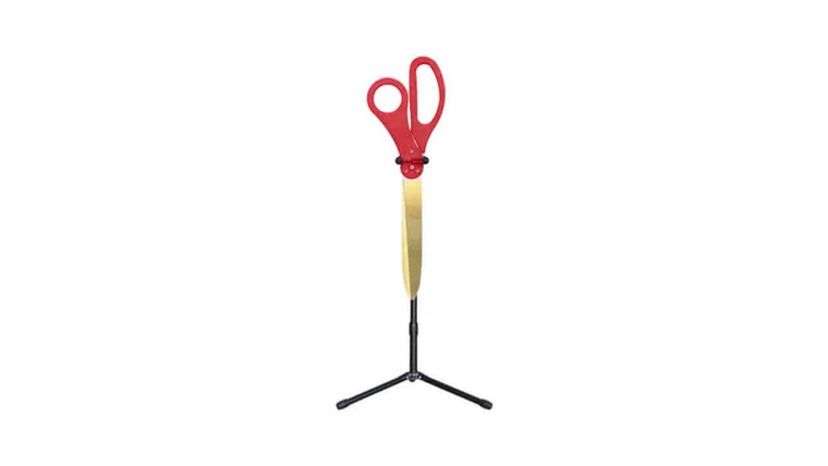 Giant Red Scissors 26" with Stand | Ceremony Prop Large Red Handle Scissors & Stand for Ribbon Cutting | Rental