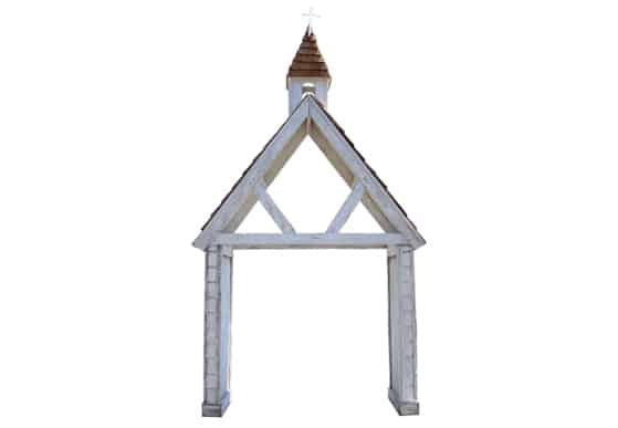 4 Post White Wood Arch | Rental