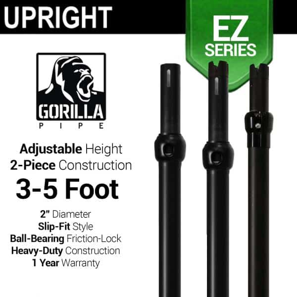 Black Anodized EZ Series - 2-Piece Adjustable Upright w/Slip-Lock (3ft-5ft) | Rental