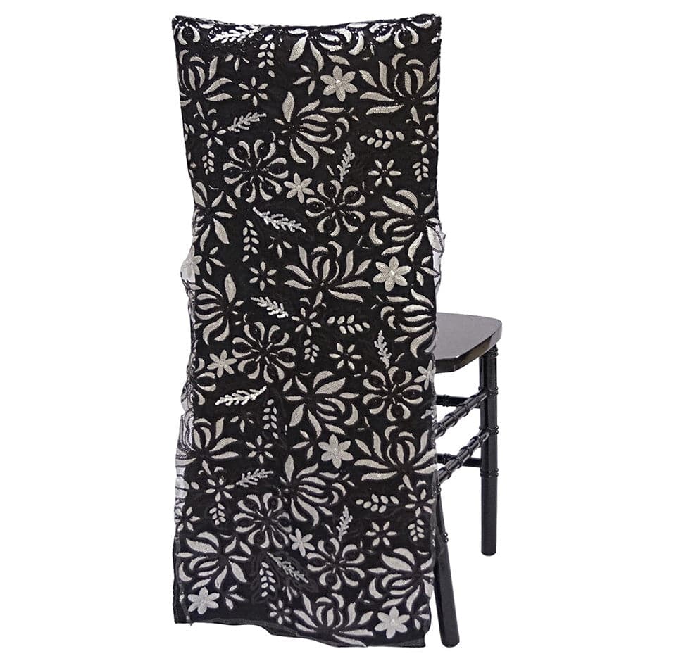 Starlight Sequins Chair Back - Black/Silver | Rental