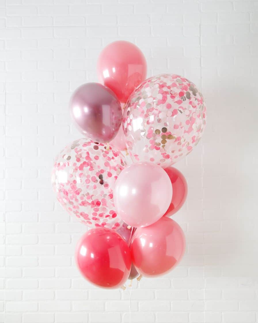 Pretty in Pink – Confetti and 11in Balloons – bouquet of 10 | Purchase