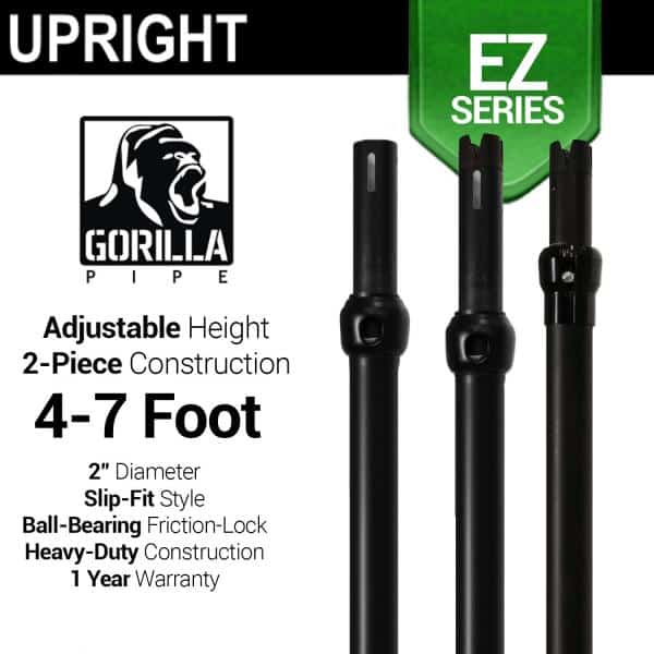 Black Anodized EZ Series - 2-Piece Adjustable Upright w/Slip-Lock (4ft-7ft) | Rental