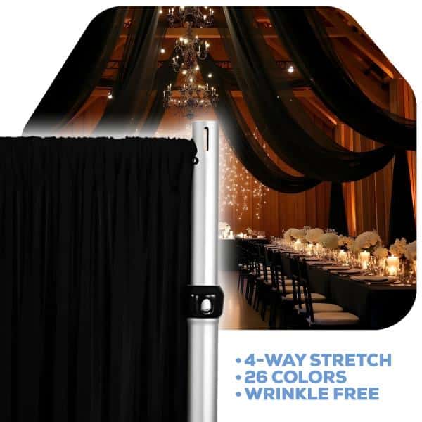 Black 4-Way Stretch Spandex Drape Panel – Choose your Size | Rental Black 4-Way Stretch Spandex Drape Panel – Choose your Size | Rental