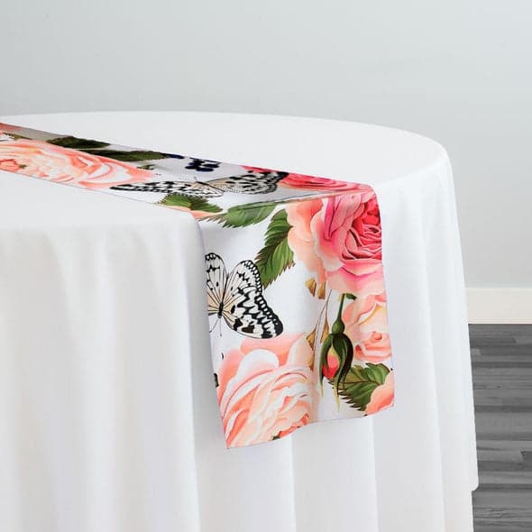 10pcs -  Blush Bouquet (Poly Print) Table Runner 14"x108" | Rental