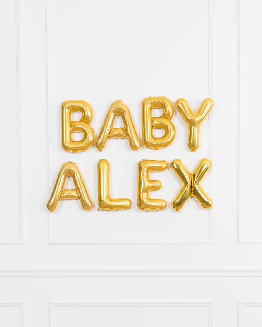 16in Gold “BABY Name” Foil Letters Set | Purchase 16in Gold “BABY Name” Foil Letters Set | Purchase