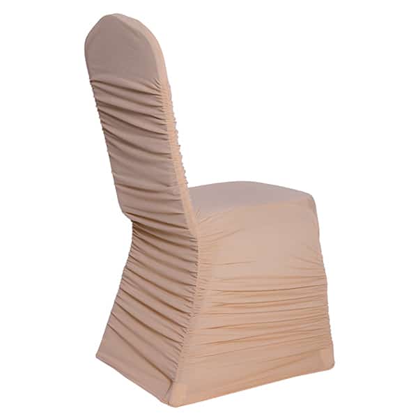 200 GSM Grade A Quality Ruched Chair Cover By Eastern Mills - Spandex/Lycra - Champagne | Rental