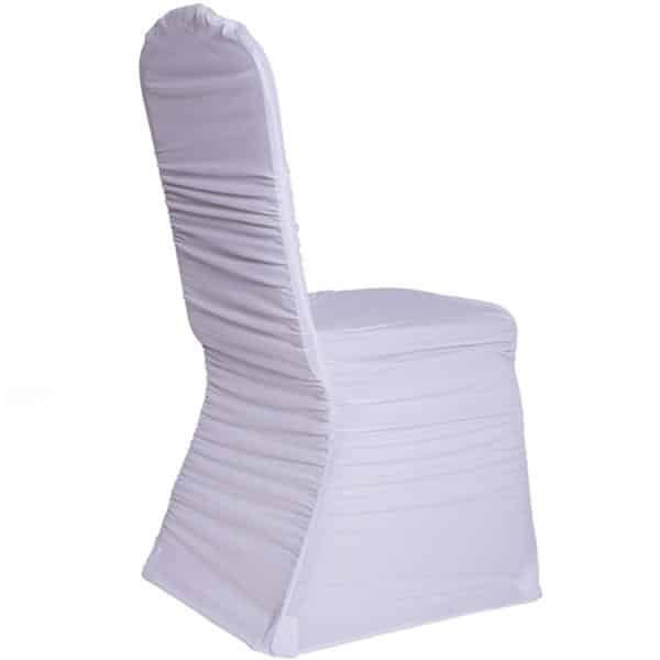 200 GSM Grade A Quality Ruched Chair Cover By Eastern Mills - Spandex/Lycra - White | Rental