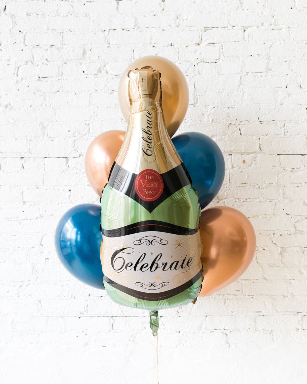 Midnight Copper – Champagne Foil and 11in Balloons – bouquet of 7 | Purchase