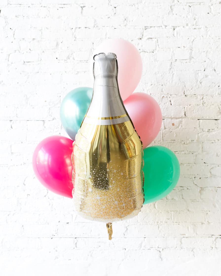 Flamingo Fling – Champagne Foil and 11in Balloons – bouquet of 7 | Purchase