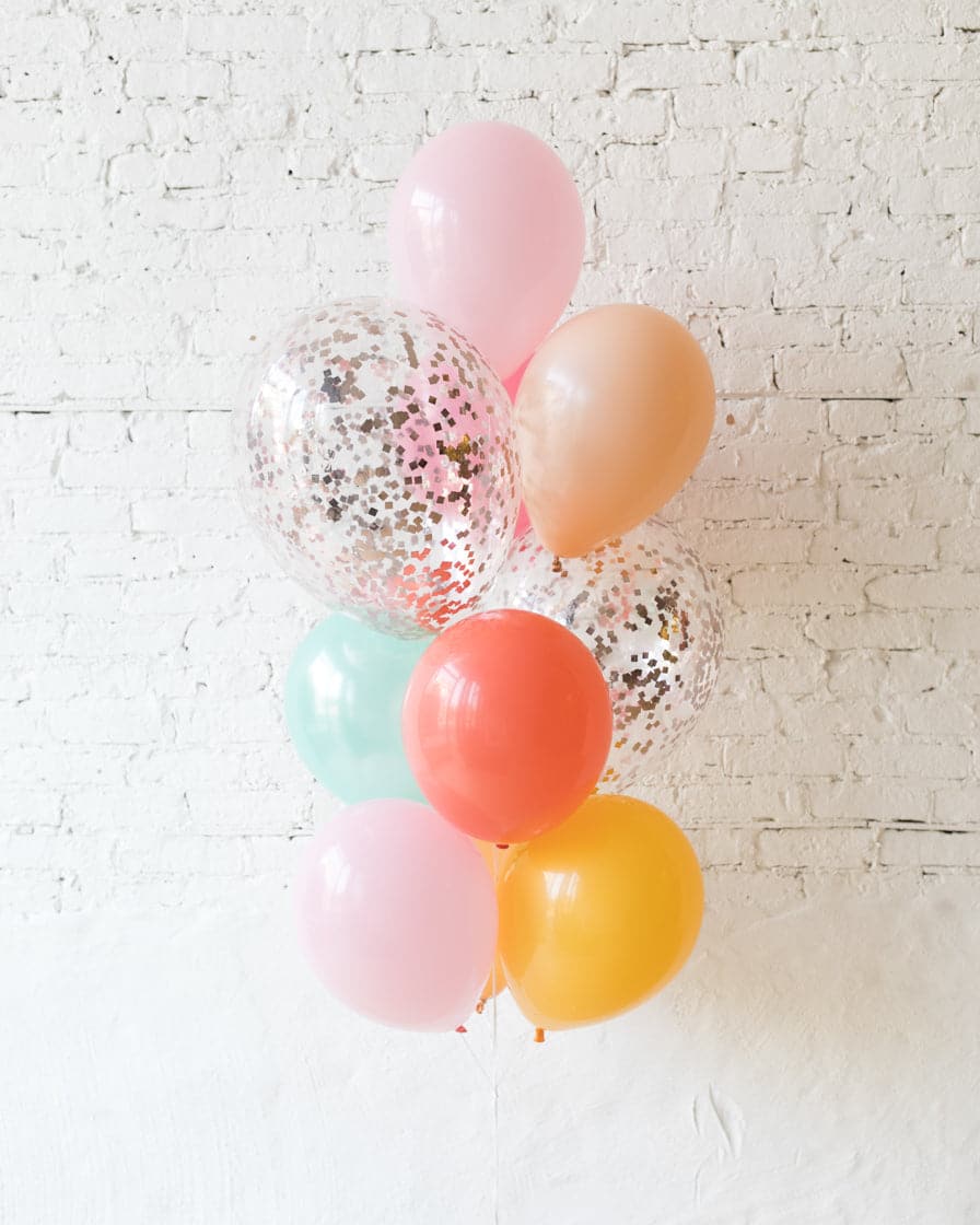 Colorful Bloom – Confetti and 11in Balloons – bouquet of 10 | Purchase