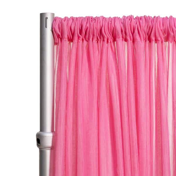 *FR* Crushed Sheer Voile Curtain Panel by Eastern Mills w/ 4" Pockets - 10ft Wide - Bubble Gum Pink | Rental