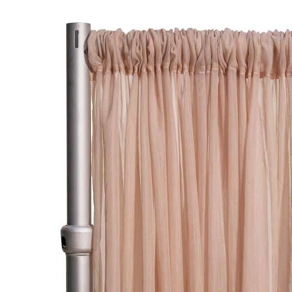 *FR* Crushed Sheer Voile Curtain Panel by Eastern Mills w/ 4" Pockets - 10ft Wide - Dark Blush | Rental