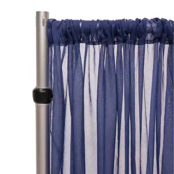 *FR* Crushed Sheer Voile Curtain Panel by Eastern Mills w/ 4" Pockets - 10ft Wide - Navy Blue | Rental