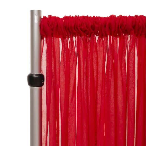 *FR* 10ft Wide Sheer Voile Curtain Panel by Eastern Mills w/ 4" Pockets - Red | Rental