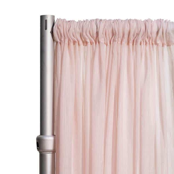 *FR* Crushed Sheer Voile Curtain Panel by Eastern Mills w/ 4" Pockets - 10ft Wide - Soft Pink/Blush | Rental
