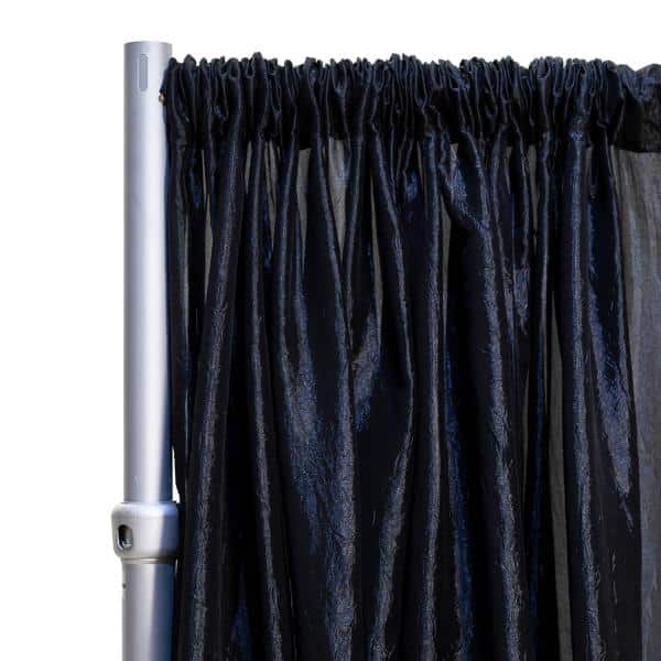 *FR* Crushed Taffeta Drape Panel by Eastern Mills 9 1/2 FT Wide w/ 4" Sewn Rod Pocket - Black | Rental