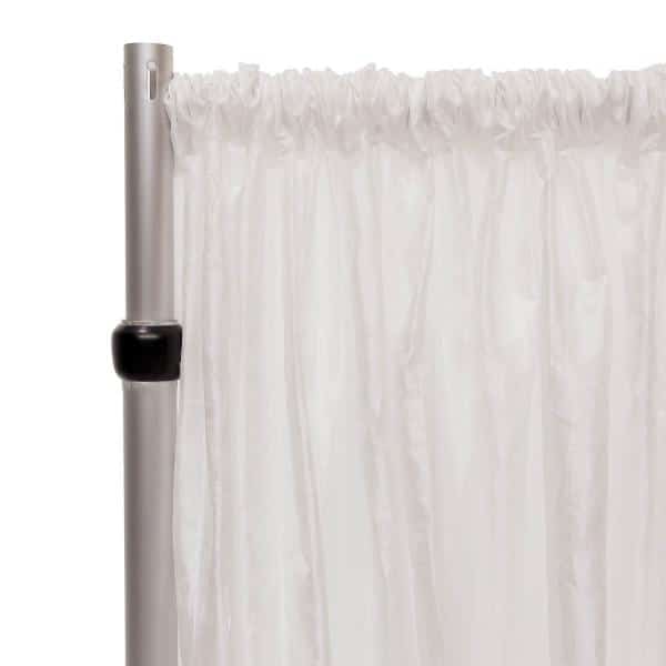 *FR* Crushed Taffeta Drape Panel by Eastern Mills 9 1/2 FT Wide w/ 4" Sewn Rod Pocket - White | Rental