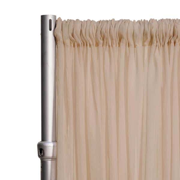 *FR* Crushed Sheer Voile Curtain Panel by Eastern Mills w/ 4" Pockets - 10ft Wide - Sand | Rental