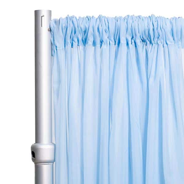 *FR* Crushed Sheer Voile Curtain Panel by Eastern Mills w/ 4" Pockets - 10ft Wide - Baby Blue | Rental