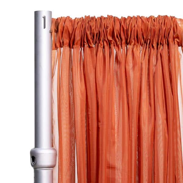 *FR* 10ft Wide Sheer Voile Curtain Panel by Eastern Mills w/ 4" Pockets - Rust | Rental