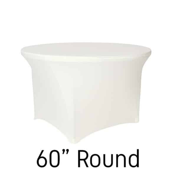 200 GSM Grade A Quality 60" Round Spandex Table Cover - Ivory | Rental