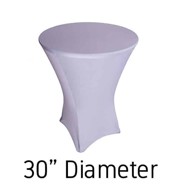 200 GSM Grade A Quality Spandex Hi-Boy Table Cover - Silver - Cocktail Table - 30" Diameter | Rental