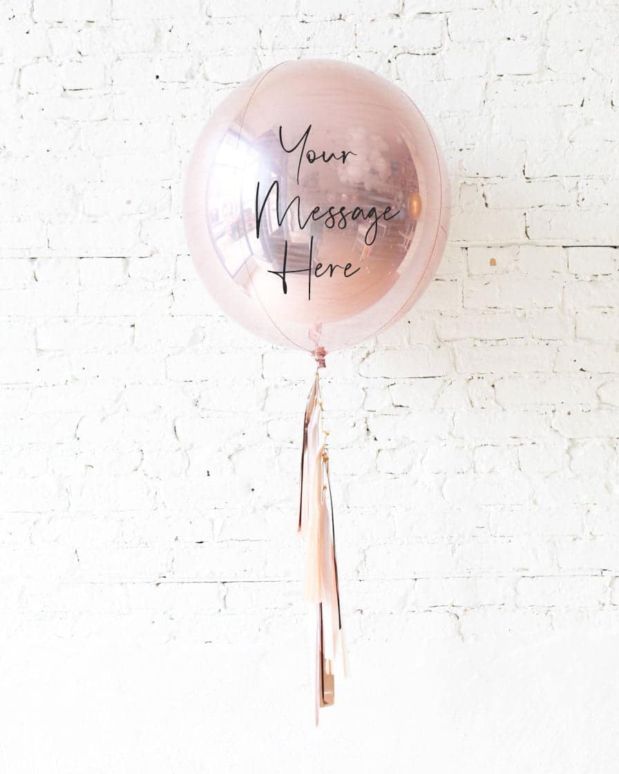 GIFT-21in Rose Gold Orb Foil Balloon and Blush, Mauve and Rose Gold Half-Tassel | Purchase GIFT-21in Rose Gold Orb Foil Balloon and Blush, Mauve and Rose Gold Half-Tassel | Purchase