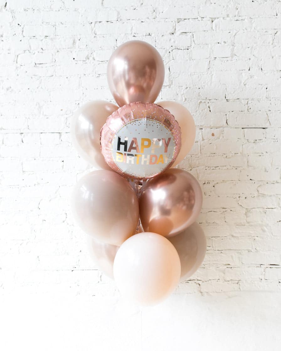 Glam Tan – Happy Birthday Foil and 11in Balloons – bouquet of 10 | Purchase