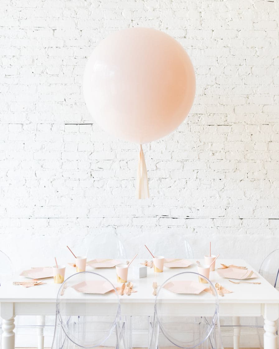 Light Blush Giant Balloon with Ivory Skirt Centerpiece | Purchase Light Blush Giant Balloon with Ivory Skirt Centerpiece | Purchase