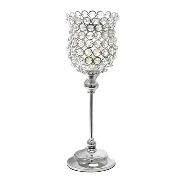 DecoStar™ Real Crystal Hourglass Candle Holder Pedestal - 14" | Rental