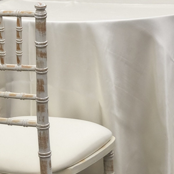IVORY – Deco Satin Tablecloth by Eastern Mills – Size Options | Rental IVORY – Deco Satin Tablecloth by Eastern Mills – Size Options | Rental