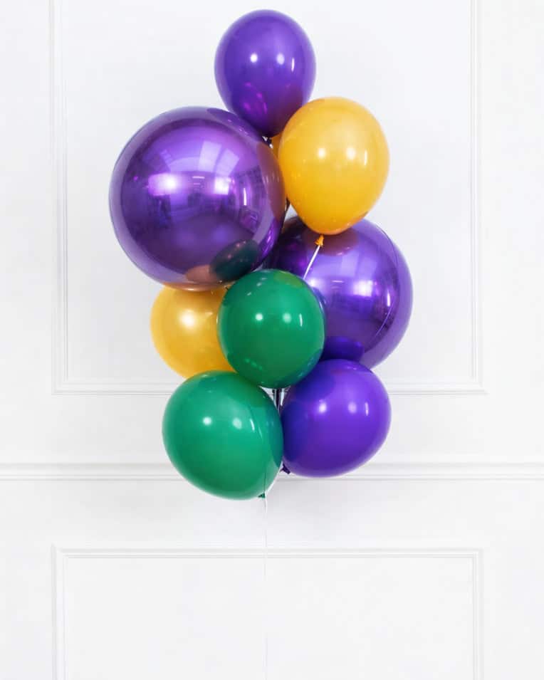 Mardi Gras – Orb & 11in Bouquet – bouquet of 10 | Purchase