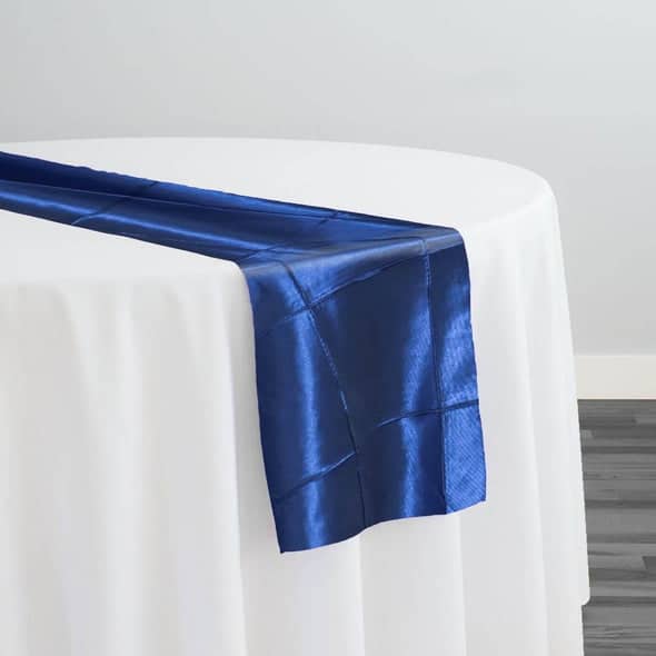 4" Pintuck Taffeta Table Runner in Marine 091 | Rental