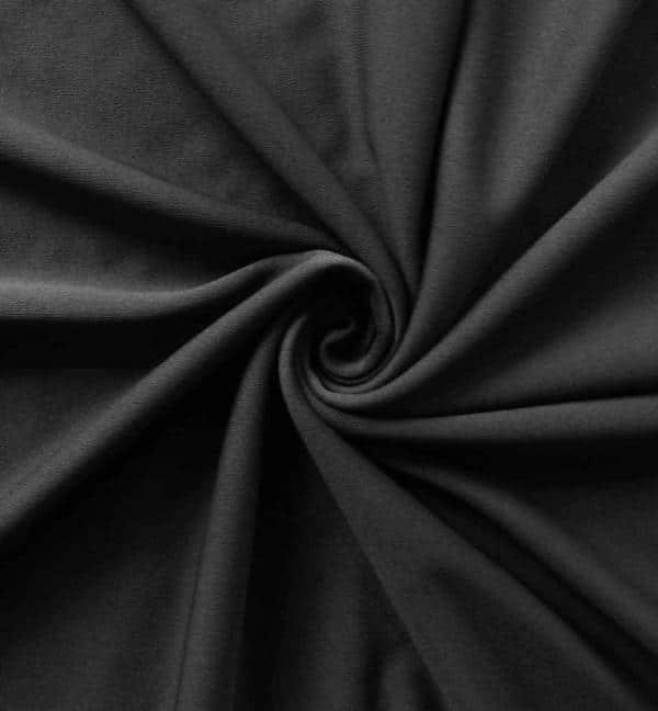 *IFR* Poly Stretch / Scuba Cloth Drape Panel w/ Sewn Rod Pocket (IFR) - Black | Rental