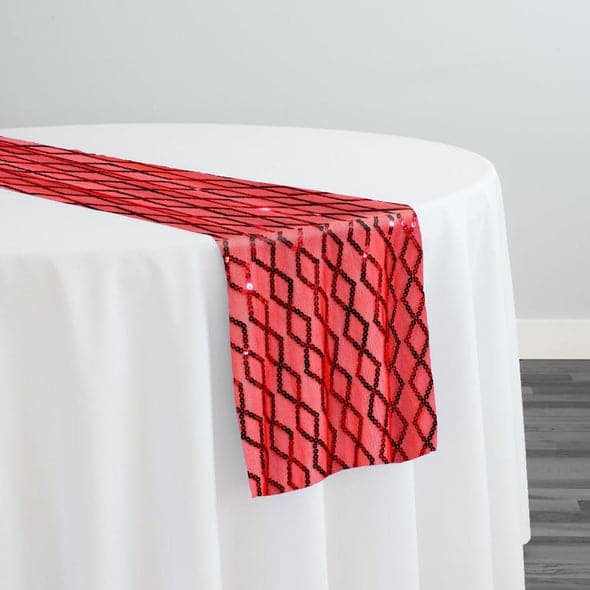 Vortex Sequins Table Runner in Red | Rental