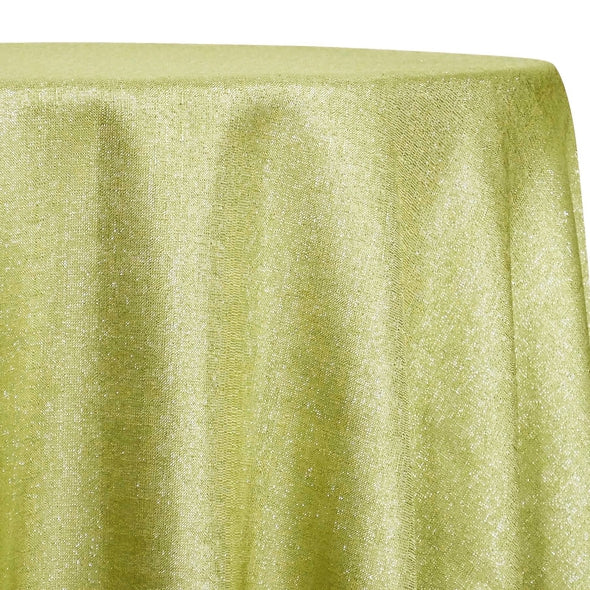 Metallic Burlap Table Linen in Sage/Silver | Rental