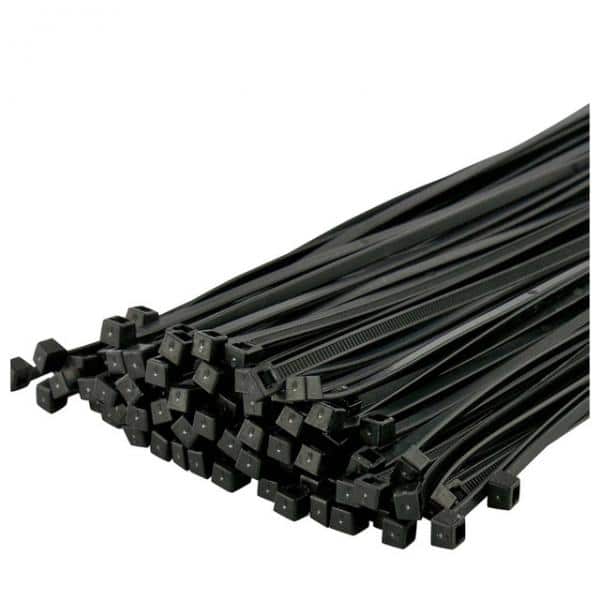 8 Inch, 40 LBS Nylon Cable Zip Wire Ties BLACK - 100 Pack | Rental