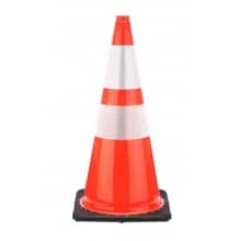 28" Traffic Cone Black Base, 5.5 lbs w/ 6" & 4" 3M Reflective Collar - Orange | Rental