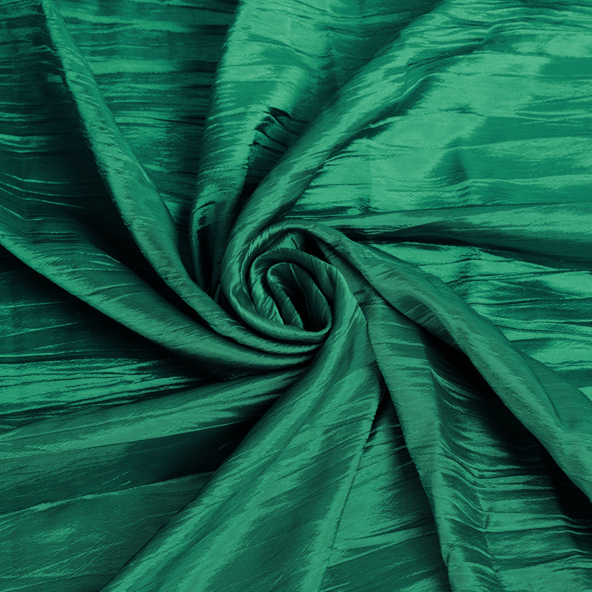 Accordion Crinkle Taffeta 10 yards x 54" Fabric Roll Bolt - Emerald Green | Rental