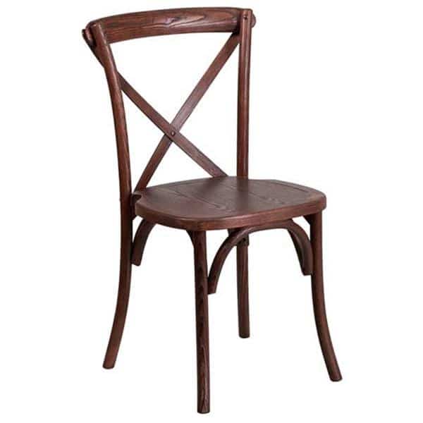 Wooden Crossback Chair - Fruitwood with Black Grain | Rental
