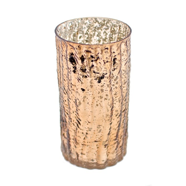 DecoStar™ 6" Glam Wavy Etched Pattern Mercury Glass Candle/Votive Holder - Bronze | Rental