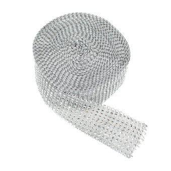 DecoStar™ Silver Rhinestone Ribbon - 3/4" Wide x 30ft Long | Rental